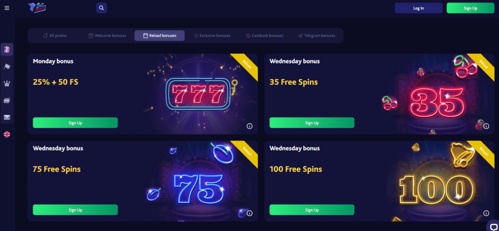 7Bit Casino Dashboard Reload Bonuses