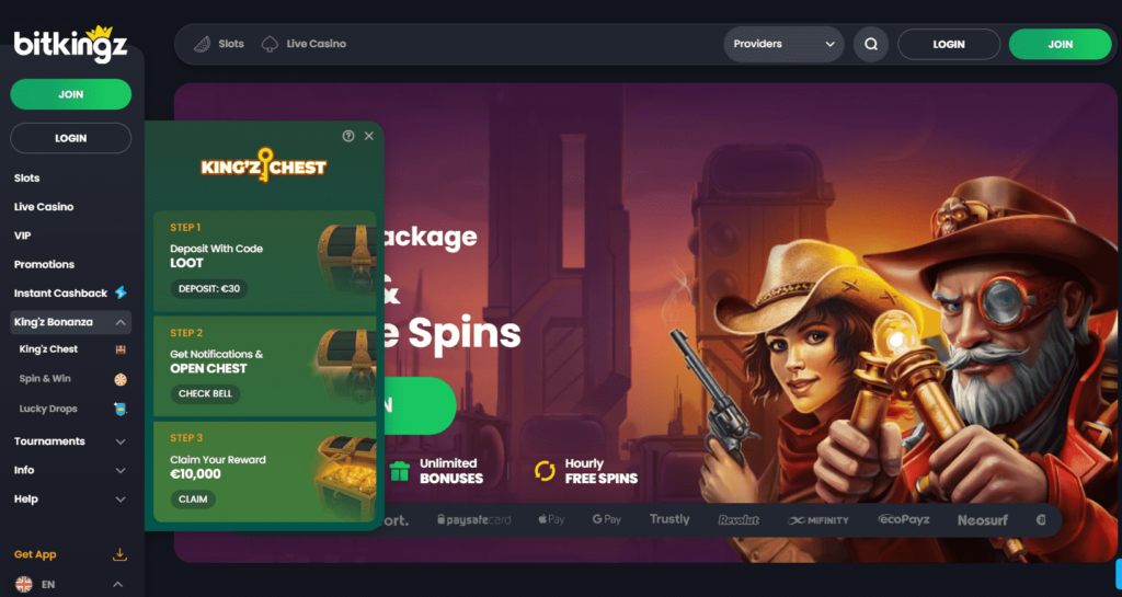 Bitkingz Casino Dashboard King'z Chest