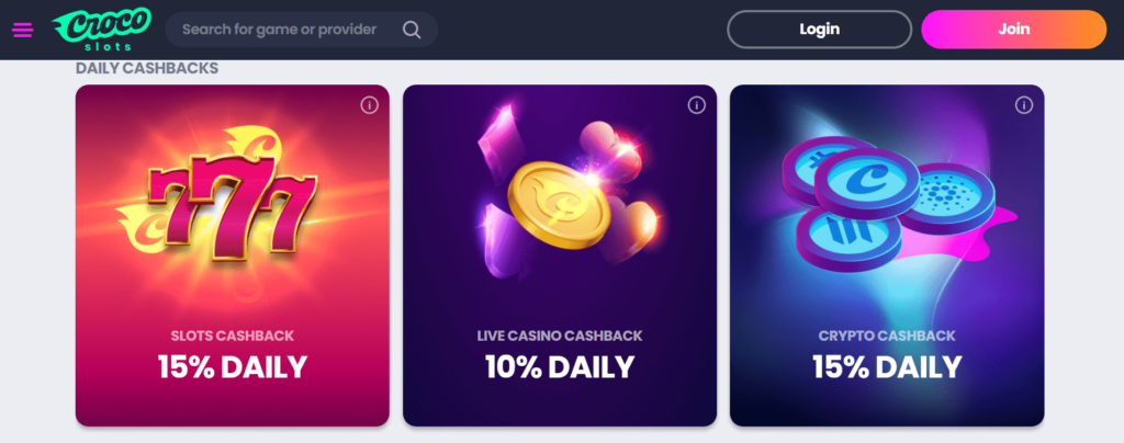 Crocoslots Casino Dashboard Cashback Promotions