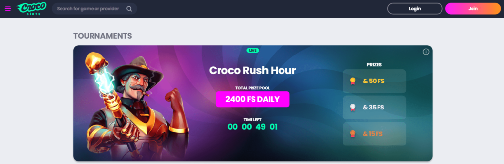 Crocoslots Casino Dashboard Daily Free Spins