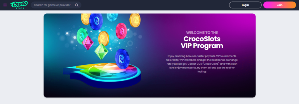 Crocoslots Casino Dashboard VIP Program