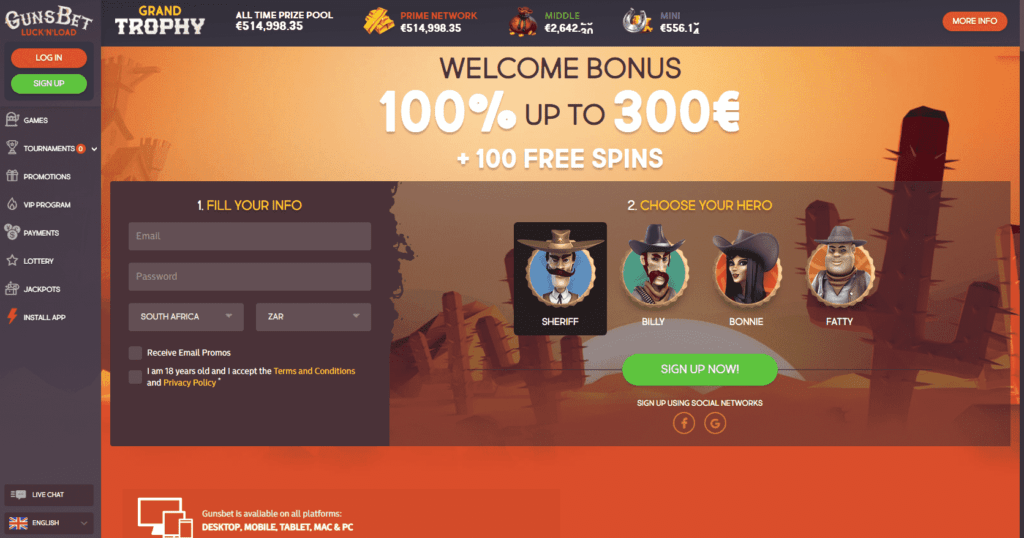 Gunsbet Casino Dashboard