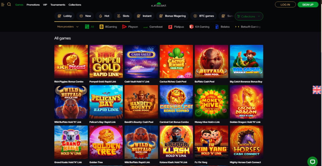 Katsubet Casino Dashboard Games