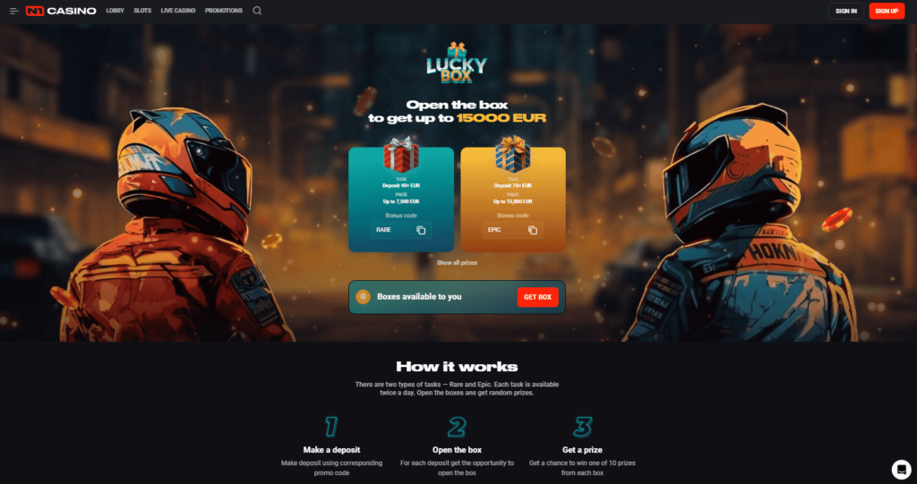 N1 Casino Dashboard Lucky Box