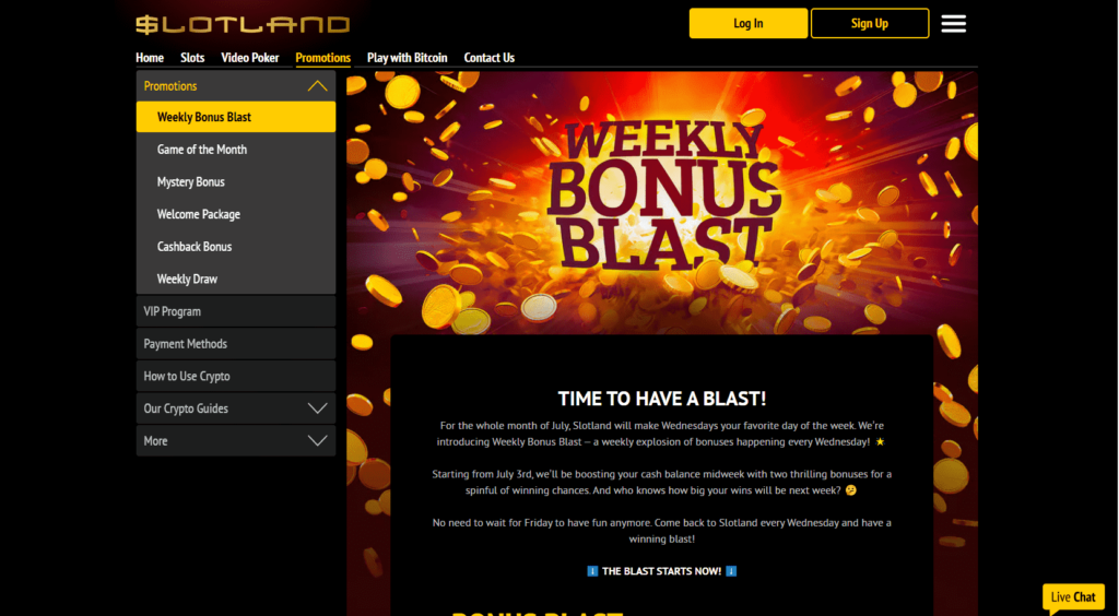 Slotland Casino Weekly Bonus Blast