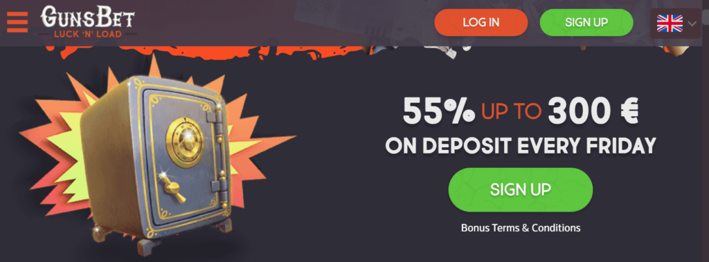 Gunsbet Casino Dashboard Friday Match Bonus