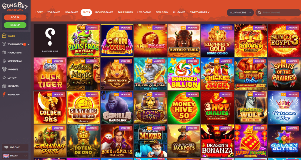 Gunsbet Casino Dashboard Games