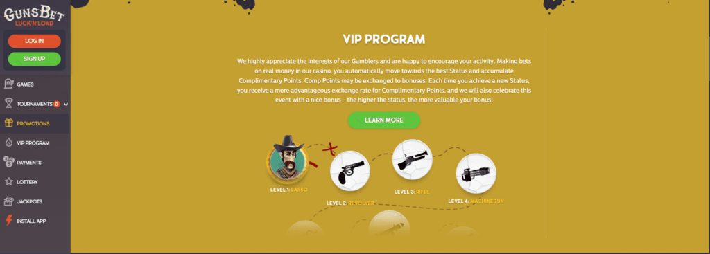 Gunsbet Casino Dashboard VIP Program2
