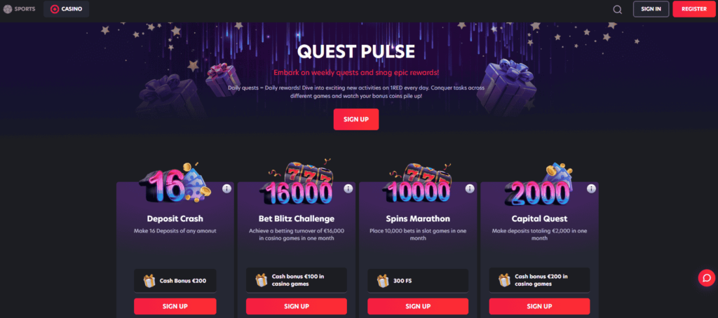 1Red Casino Daily Quests